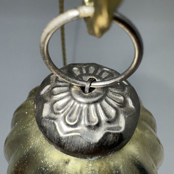 Vintage Krugel German Blown Glass Ornament Christmas Gold Ribbed Teardrop 5" - Picture 5 of 9